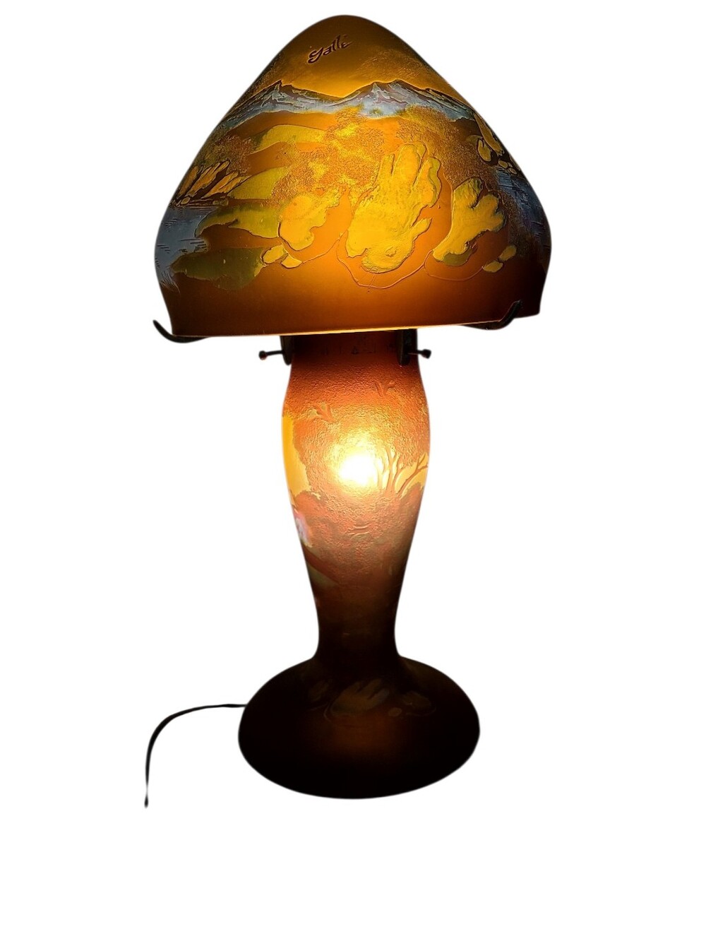 Emile Galle Styled Vintage Mushroom Table Lamp
